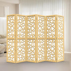 VINGLI 70'' H Room Divider, Non-Woven Fabric Privacy Screen, Indoor Partition Wall Dividers, Freestanding Hinged Space Separator with Modern Unique Pattern (Gold, 6 Panel)