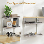 ART-GIFTREE Clamp On Desk Shelf 2-Tier, Wood Shelving Unit for Office Desk/Gaming Accessories, Tabletop Book Storage Rack, Shelf for Top of Desk, Grey