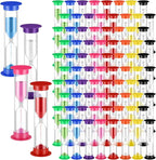 96 Pcs Back to School 5 Minute Sand Timer Bulk Colored Plastic Mini Multicolor Hourglass Stand Timer for Classroom Teacher School Home Office Time Management