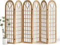 Aletheiawu 6 Panel Room Divider Wall Shoji Screen, Japanese Wood Room Divider for Room Separation, Folding Privacy Screen, Portable Room Partition for Home Office Restaurant - Natural