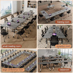 Folding Conference Table 4ft 5ft, Foldable Office Meeting Desk for 6 People, Multiple Sizes Colors Mobile Conference Room Table for Training Room School Business Furniture (4, Grey, 47in)