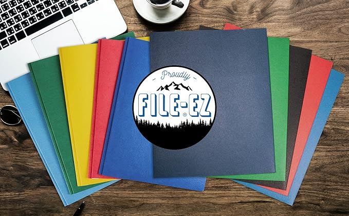 FILE-EZ Two-Pocket Folders, White, 25-Pack, Textured Paper, Letter Size (EZ-32510)