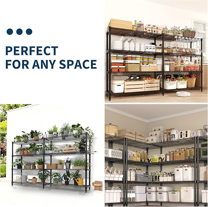 MilleLoom 4-Tier Metal Shelving Unit, Heavy Duty Storage Shelves Adjustable Garage Shelf, Easy Assembly, for Basement, Kitchen & Pantry Room Organization, 13.8" D x 60" W x 59.5" H