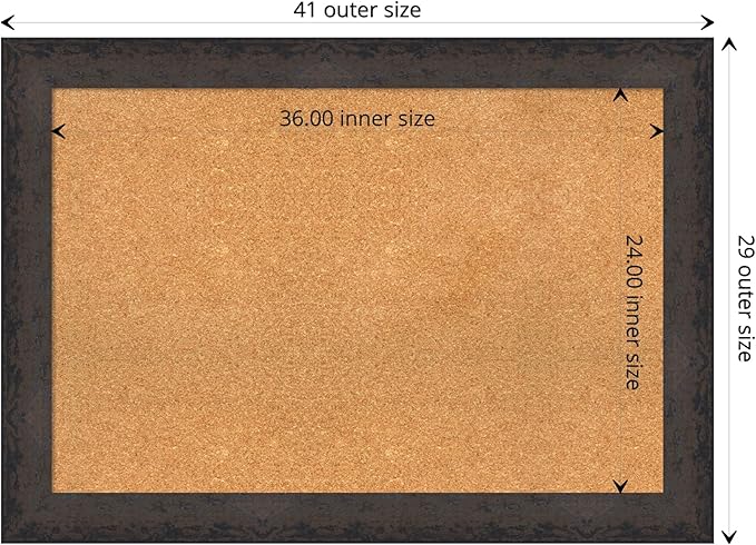 Amanti Art Natural Cork Board for Wall, 29x41 Vision Board with Black Wood Frame, Large Corkboard Office Decor for Home Organization, Modern Contemporary Corkboard Pinboard to display items for home