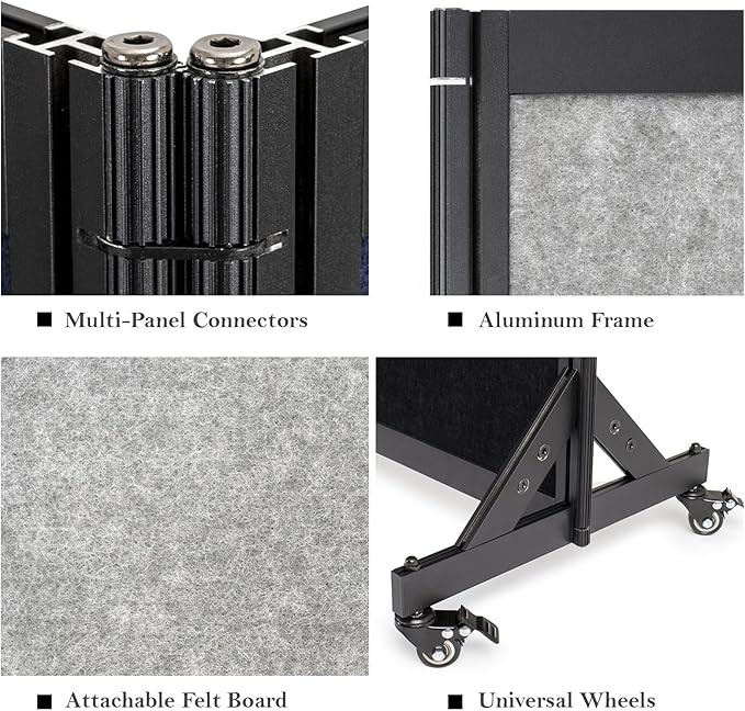 Strongbird Room Partition,Office Divider,Portable Commercial Screen Dividers,Privacy Partition Separator,Classroom School Dividers,12'7"L* 6'7"H,6 Panel,Light Grey