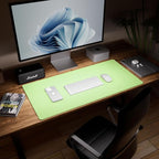 Aothia Double-Sided Desk Pad, 37.8"x17" Leather Desk Mat, Eco Cork Desk Pad Protector,Large Mouse Pad,Waterproof Desk Blotter for Office/Home(Light Green)
