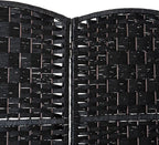 HOMCOM Room Divider, 4 Panel Folding Privacy Screen, 6FT Tall Portable Wicker Weave Partition Wall Divider for Bedroom, Home Office, Black