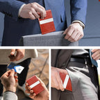 Business Card Holder for Women or Men, Business Card Case with PU Leather and Stainless Steel, Slim Metal Case with Magnetic Closure for Business Meeting Use