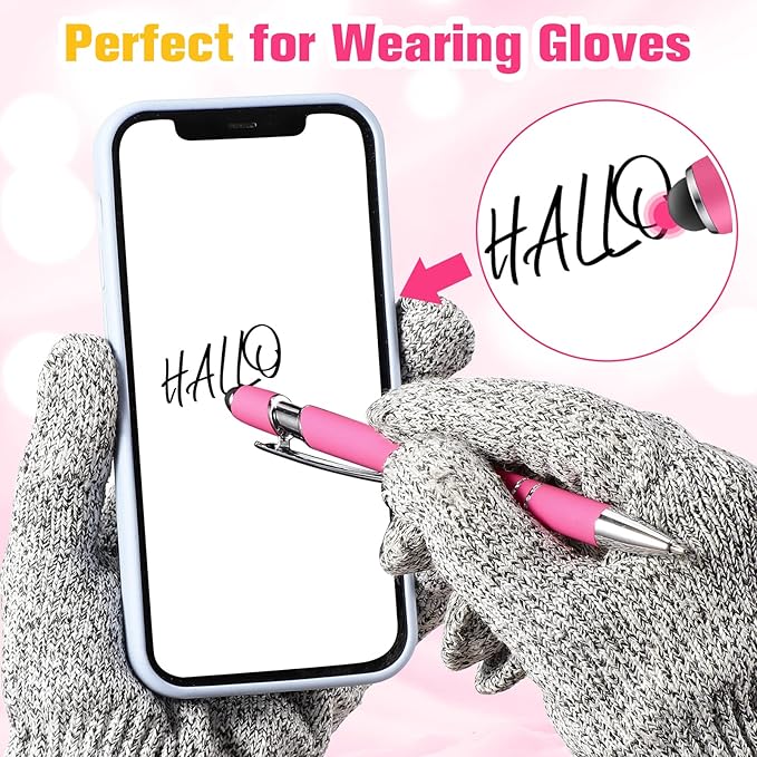 Zonon 38 Pieces Rubberized Ballpoint Pen with Stylus Tip Stylish Metal Pen Capacitive Styli with Soft Rubberized Grip, Black Ink for Most Devices(Hot Pink)