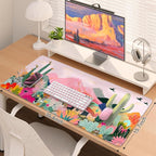 iCasso Large Gaming Mouse Pad (35"x16") - Waterproof Desk Mat with Non-Slip Rubber Base & Stitched Edges - Extended Keyboard Mousepad for Computer, PC, Office, Home Workspace (Cactus)