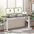 FLEXISPOT EN1 One-Piece Standing Desk with 1-Inch Thick Seamless Desktop, 60"x24" Electric Height Adjustable Desk for Home Office, Multi-Monitor Setups & Easy Assembly, Black