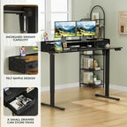 Homall Electric Standing Desk with 2 Drawers, Adjustable Height Computer Desk with Monitor Shelf Sit Stand Table with Splice Board Quick Install for Home Office (Black, 55 Inch)