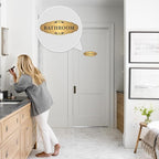 Bathroom Sign Sticker for Business and Home，Self-adhesive Brushed Gold Bathroom Decor for Door，Waterproof Vinyl Restroom Sign for House, Office, Shop