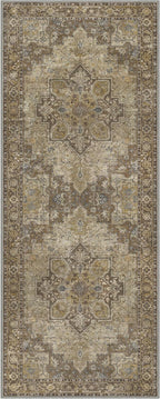 GENIMO 2x6 Runner Rugs for Hallway, Machine Washable Non Slip Vintage Rugs, Low Pile Lightweight Soft Print Rug for enrtyway, Corridor, Home Office, Kitchen, Rustic Brown