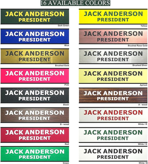2" x 10" Custom Engraved Name Plate Personalized Office Nameplates with Wall or Desk Aluminum Holder