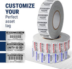 McAuley Labels Custom Asset Tags for Equipment - Numbered, Permanent - Heavy Duty Metalized Polyester, Stronger Adhesive - Barcode Label - 2x1