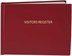 BookFactory Visitor Log Book/Visitors Register Sign-in Logbook - 120 Pages, 8 7/8'' x 7'' - Red Cover, Section Sewn Hardbound (Made in USA)