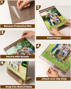 EliteSign 1PK Acrylic Sign Holder 8.5 x 11 with Walnut Wood Base, Clear Plastic Commercial Display Stand for Menu, Poster, Flyer, Table Paper Frame for Restaurant, Office, Store, Bar, Wedding