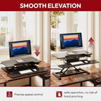 SANODESK 32" Electric Standing Desk Converter,Height Adjustable Riser for Office Home, Monitor and Laptop Workstation with Large Keyboard Tray, Black Color