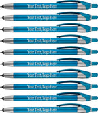 Personalized with Your Custom Logo or Text Pens-Pack of 300- for Marketing, Parties, and Events, 2 in 1 Capacitive Stylus & Ballpoint Pen Compatible with Touchscreen Devices, Black Ink, Teal Pens