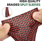 Split Wire Loom Tubing, Cable Protector Sleeve, Braided Cable Management for TV/Computer/Home Theater/Engine Bay, Cord Protectors from Pets No Chew (Red and Black, 1/2"-10ft)