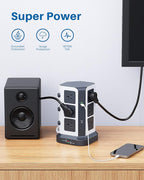 KOOSLA [65W] PD Power Strip Tower Surge Protector, USB C Desktop Charging Station with 12 Widely Spaced AC Outlets / 2 USB-C / 3 USB-A Ports, 6.5ft Heavy-Duty Extension Cord for Home Office Dorm