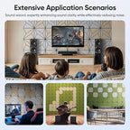UNECHO 12 Pack 12" X 12" X 0.47" Acoustic Panels for Wall Sound Absorbing, Dual-Color P-Stripes Square Self-Adhesive Sound Panels, High Density Suitable for Multiple Scenarios(Black+LightBrown)