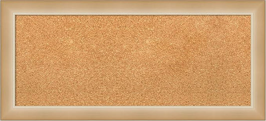 Amanti Art Natural Cork Board for Wall, 15x33 Vision Board with Gold Frame, Medium Corkboard Office Decor for Home Organization, Modern Contemporary Corkboard Pinboard to display items for home