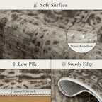 GENIMO 8x10 Area Rug Machine Washable Boho Rug for Living Room,Ultra-Thin Low Pile Carpet,Lightweight Indoor Printed Rug,Non Slip Floral Area Rug for Bedroom, Dining Room, Home Office,Brownish Green