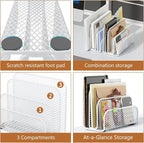 gianotter Mail Organizer Countertop, Metal File Holder with 3-Slot, Bill Organizer for Office Receipts and Letter Paper Storage (White)