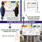 pmxboard Full Magnetic Agile Board Kit. Kanban Board, Scrum Board, Dry Erase Project Management Toolset. Includes Scrum Cards and kanban Cards Set. Project Planning Board for Agile Project Management