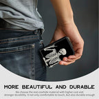 BWEGRHE Cute Credit Card Holder with Zipper, Skull Skeleton RFID-Blocking Card Case Small Wallet for Women Men, Multi-slot Card Organizer Case Travel Accordion Wallet