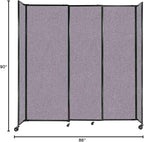 Versare Straightwall Sliding Portable Wall Partition | Freestanding Office Dividers | Locking Wheels | Temporary Room Separator | 7'2'' Wide x 7'6'' Tall Cloud Gray Fabric Panels