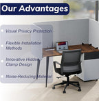 KERRAM Desk Privacy Panel 24 x 60 Inch, Sound Absorbing & Proof Desk Divider for Office, Clamp-on/Screw-on Acoustic Desk Back Panel Partition, Gray