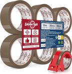 Ealyder Tape Brown Packing Tape 2 inch x 60 Yards, 6 Rolls with Dispenser – Heavy Duty Parcel Sealing Tape for Shipping, Moving and Storage, Total 360 Yards