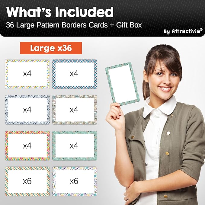 Dry Erase Magnetic Labels 5.6 x 3.7 in, Pattern Borders, Large Dry Erase Magnets, 36-Pack, Erasable Write-On All-Purpose Labels, for Office, Education, Home, Whiteboard