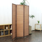 Furnnylane 3 Panel Bamboo Room Divider and Folding Panel Screen,Bamboo Panel Divider for Room Separation,Brown,67" H x 46" W