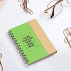 DISCOUNT PROMOS Custom Eco Friendly Spiral Notebooks with Pens Set of 10, Personalized Bulk Pack - Perfect for School, Office, Home - Green