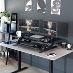VIVO 48 inch Height Adjustable Large Stand Up Desk Converter, V Series, Quick Sit to Stand Tabletop Dual Monitor Riser Workstation, Black, DESK-V048V