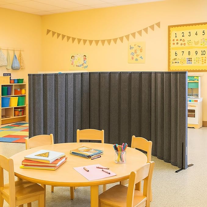 Versare VersiPanel Acoustical Partition Wall - Sound Panel Classroom Office Room Divider, Flexible Arrangement, Easy Roll-up Storage (Black, 8' Wide x 30" Tall)