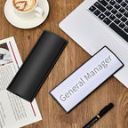 Therwen 12 Pcs Aluminum Office Name Plate Holder for Door Wall Mount 8'' x 3'' Business Sign Holder Office Door Sign Sturdy Curved with Plastic Film and Adhesive Tape (Black)
