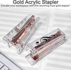 Gold Acrylic Stapler, Cute Office Stapler with 25 Sheets Capacity and Hold 100 Staples Unique and Stylish Design for Home Office Desktop (Piano-Key/High Note) (Piano-Key)