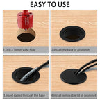 1.5 Inch(38mm) Desk Grommet,13 Pieces Wire Grommet, Desk Hole Cover for Cables with Hole Saw,Plastic Cable Cord Wire Hole Cover for Desk, Table,Cabinet,Countertop and Other Furniture(Black)