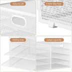 Marbrasse 5 Tier Desktop Literature Organizer, Mesh Paper Organizer Desk Organizers, File Sorter Mail Center Paper Storage Cabinet Classroom Keepers Mailbox for Office Home School,White