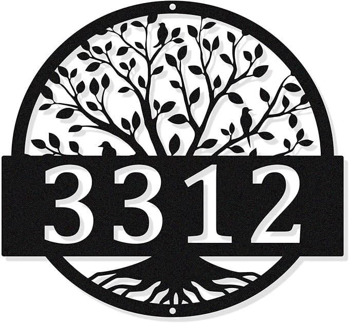 Tree Of Life Metal Wall Art Address Plaque,Custom House Address Plaques Sign, Address Numbers For Houses, Address Plaques for House, Front Door Outdoor Address Plaques Signs, Housewarming Gift
