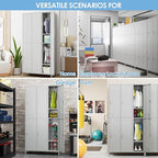 SUPEER 6 Doors Metal Locker Employee with Business Card Holder,Metal Locker for Employees with 18 Hooks for School Garage Office Gym Home,Assembly Required,Light Grey