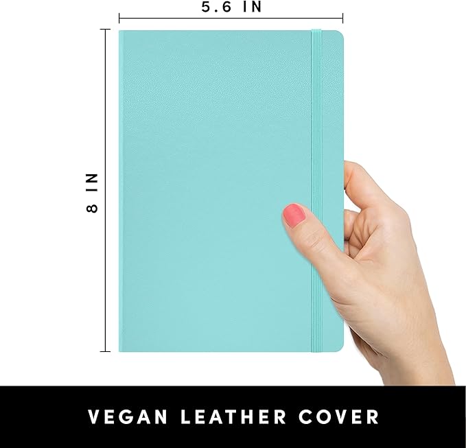 PAPERAGE Lined Journal Notebook, (Mint), 160 Pages, Medium 5.6 in x 8 in - 100 GSM Thick Paper – Hardcover Journaling Notebook for Work, School & Note Taking