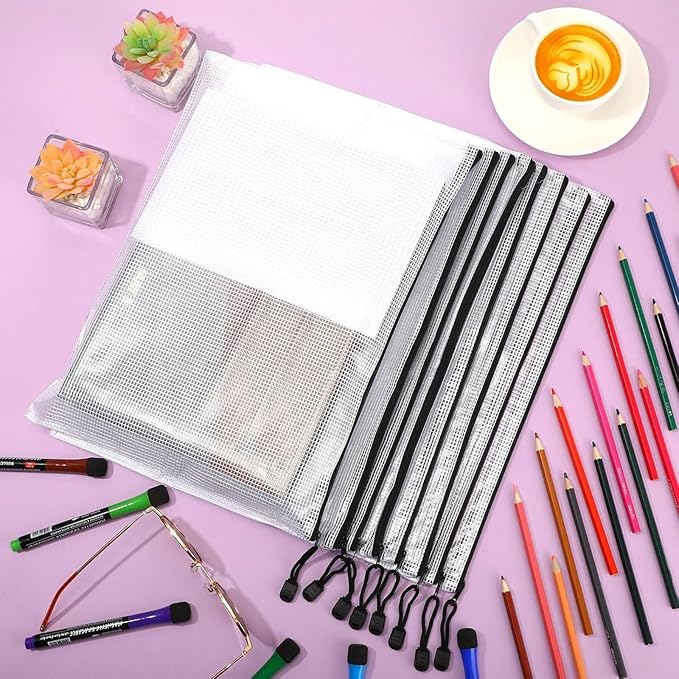 Jetec 32 Pcs Mesh Zipper Bags Toy Storage Bikini Organizer Bag Bolsas Para Guardar Trajes De Baño Waterproof Zipper Reusable Pouch Puzzle Multipurpose for Storage Office(Black,15 x 11 Inch)