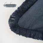 Foindtower Set of 2 Decorative Linen Fringe Throw Pillow Covers Cozy Boho Farmhouse Cushion Cover with Tassels Soft Accent Pillowcase for Couch Sofa Bed Living Room Home Decor, 24×24 Inch, Navy Blue