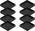 VOCOMO 3X3 Rubber Caster Cups, Non Slip Furniture Pads, Anti-Slip Gripper, Anti Skid Furniture Feet, Anti Slide Floor Protector for Bed Couch Stoppers (8 Pack, Black)